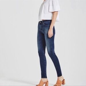 AG Adriano Goldschmied The Farrah Skinny High Rise Jean Dark Wash Raw Hem 29